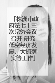 株洲市政府第七十三次常务会议召开 研究低空经济发展、大抓落实等工作